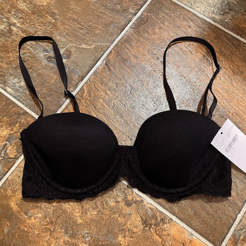 NWT Natori 32B Black Bra with Removable Straps